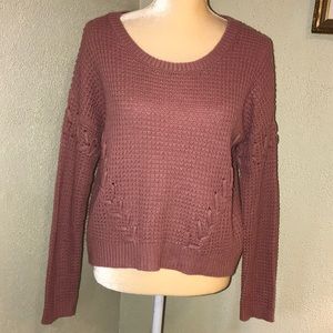 Almost Famous Rose Cropped Knit Sweater Size Large
